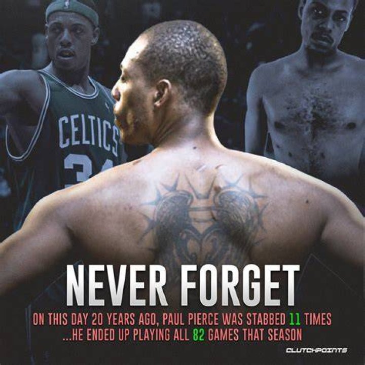 It's The 20th Anniversary Of Paul Pierce Being Stabbed 11 Times. He Then Went On To Play 82 Games Th